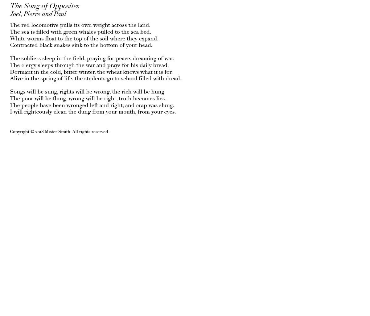 The Song of Opposites