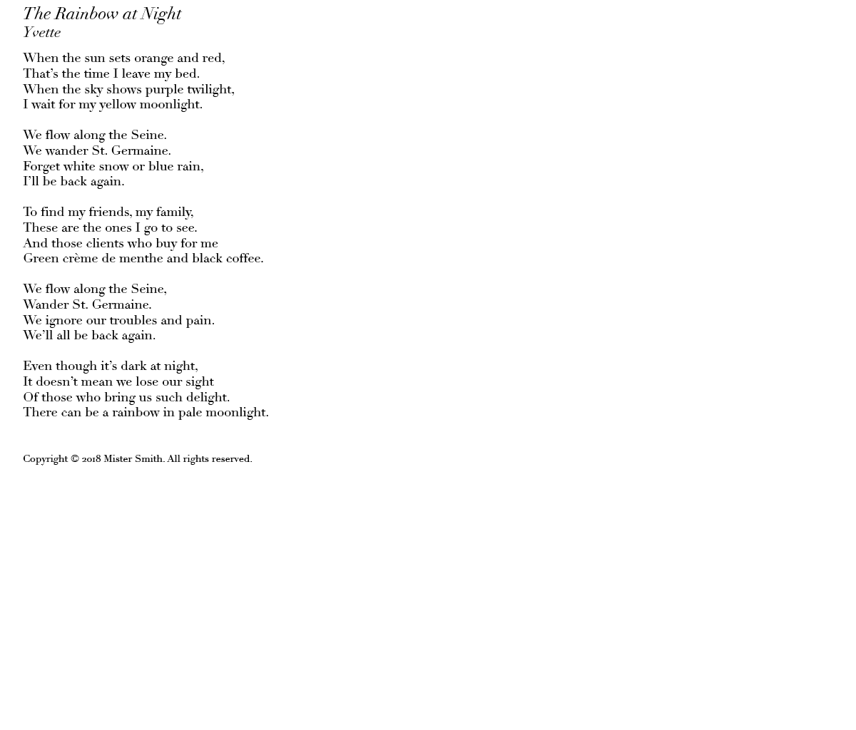 The Rainbow at Night